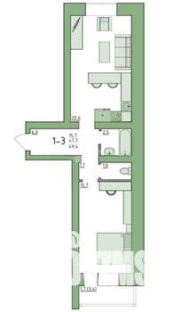 1-к квартира, сданный дом, 49м2, 9/10 этаж