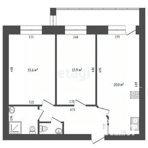 2-к квартира, вторичка, 63м2, 4/12 этаж