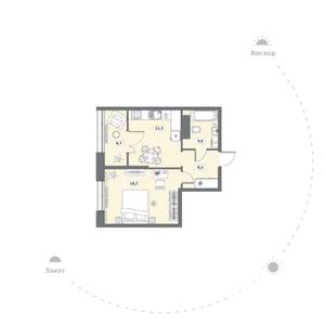 1-к квартира, вторичка, 42м2, 12/15 этаж