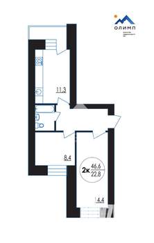 2-к квартира, вторичка, 47м2, 6/12 этаж