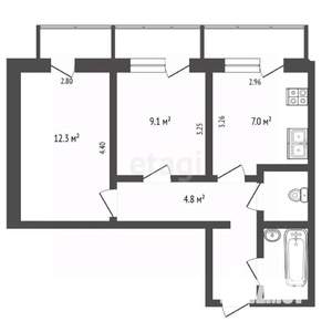 2-к квартира, вторичка, 35м2, 2/5 этаж