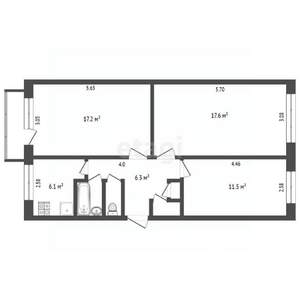 3-к квартира, вторичка, 63м2, 4/5 этаж