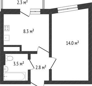 1-к квартира, вторичка, 28м2, 2/16 этаж