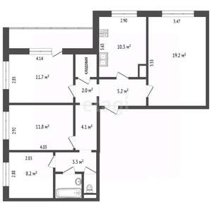 4-к квартира, вторичка, 81м2, 1/9 этаж