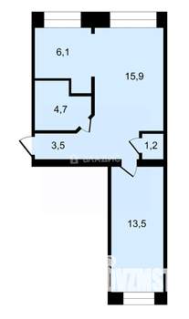 2-к квартира, вторичка, 45м2, 1/5 этаж
