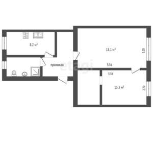 3-к квартира, вторичка, 51м2, 1/2 этаж