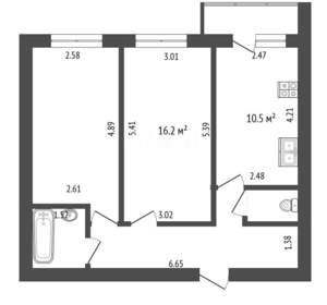 2-к квартира, вторичка, 55м2, 3/12 этаж