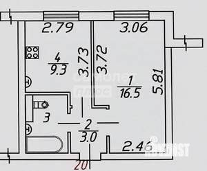 1-к квартира, вторичка, 33м2, -1/3 этаж
