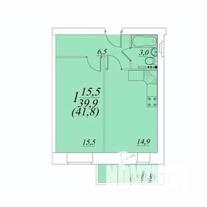 1-к квартира, строящийся дом, 42м2, 10/10 этаж
