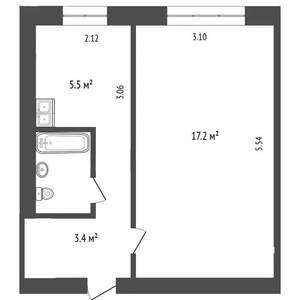 1-к квартира, вторичка, 29м2, 5/5 этаж