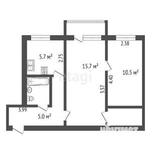 2-к квартира, вторичка, 44м2, 5/5 этаж