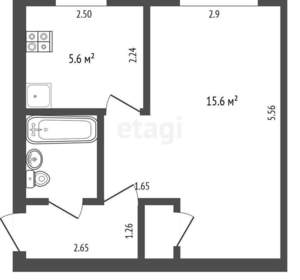 1-к квартира, вторичка, 30м2, 4/5 этаж