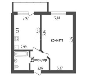 1-к квартира, вторичка, 28м2, 9/9 этаж