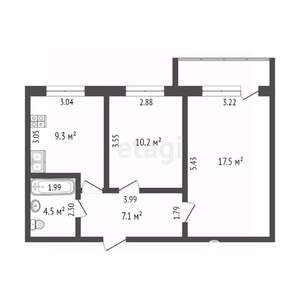 2-к квартира, вторичка, 49м2, 5/14 этаж