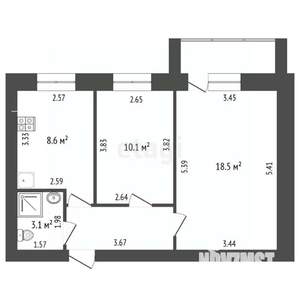 2-к квартира, вторичка, 46м2, 3/9 этаж