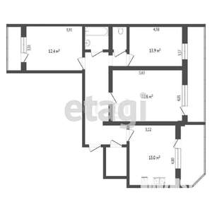 3-к квартира, вторичка, 90м2, 4/9 этаж