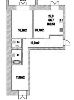 2-к квартира, вторичка, 70м2, 1/5 этаж