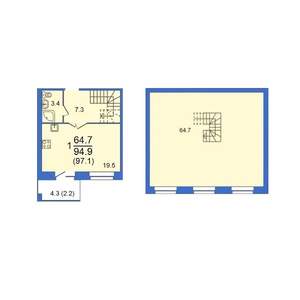 1-к квартира, строящийся дом, 99м2, 10/10 этаж