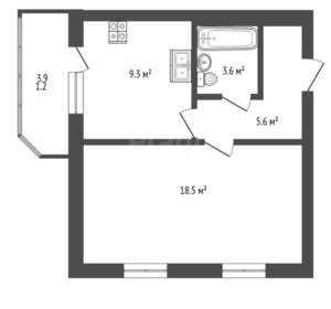 1-к квартира, сданный дом, 38м2, 1/9 этаж