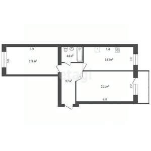 2-к квартира, вторичка, 67м2, 4/9 этаж