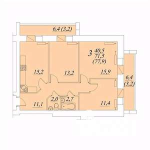 3-к квартира, строящийся дом, 78м2, 1/10 этаж