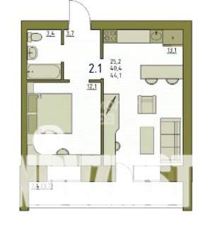 1-к квартира, вторичка, 44м2, 4/5 этаж