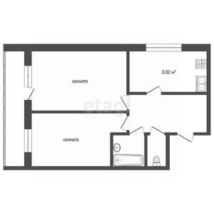 2-к квартира, вторичка, 52м2, 5/5 этаж