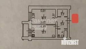 1-к квартира, вторичка, 42м2, 9/9 этаж