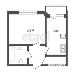 1-к квартира, вторичка, 30м2, 6/9 этаж