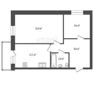 2-к квартира, вторичка, 48м2, 8/9 этаж