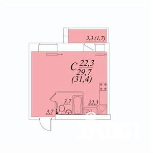 Студия квартира, строящийся дом, 31м2, 6/10 этаж