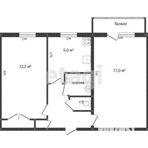 2-к квартира, вторичка, 44м2, 5/5 этаж