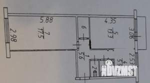 2-к квартира, вторичка, 48м2, 4/5 этаж