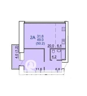 2-к квартира, вторичка, 50м2, 8/9 этаж