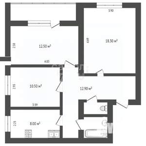 3-к квартира, вторичка, 69м2, 5/5 этаж