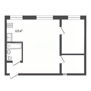 2-к квартира, вторичка, 41м2, 1/5 этаж