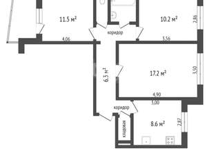 3-к квартира, вторичка, 63м2, 9/10 этаж