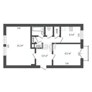 2-к квартира, вторичка, 58м2, 3/3 этаж