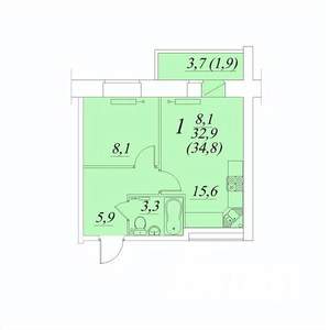 1-к квартира, строящийся дом, 35м2, 8/10 этаж