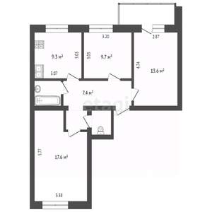 3-к квартира, вторичка, 64м2, 1/8 этаж