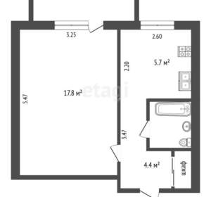 1-к квартира, вторичка, 32м2, 5/5 этаж