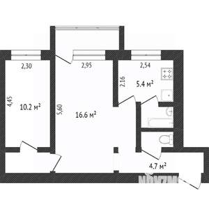 2-к квартира, вторичка, 44м2, 4/5 этаж