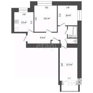 3-к квартира, вторичка, 62м2, 5/9 этаж