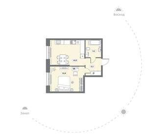 1-к квартира, вторичка, 43м2, 1/15 этаж