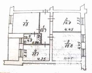 3-к квартира, вторичка, 72м2, 1/5 этаж