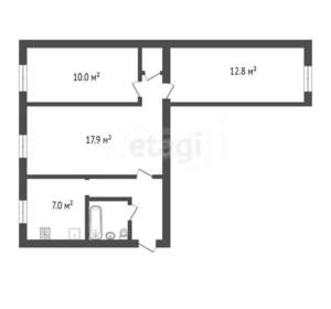 3-к квартира, вторичка, 55м2, 1/5 этаж