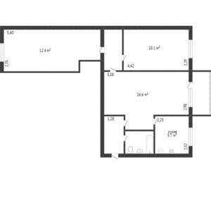 3-к квартира, вторичка, 55м2, 3/4 этаж