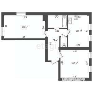 2-к квартира, вторичка, 61м2, 5/5 этаж