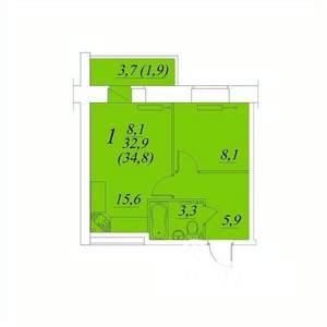 1-к квартира, строящийся дом, 35м2, 7/10 этаж