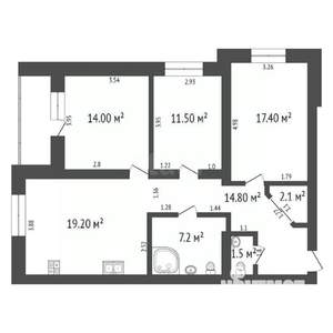 3-к квартира, вторичка, 87м2, 9/10 этаж